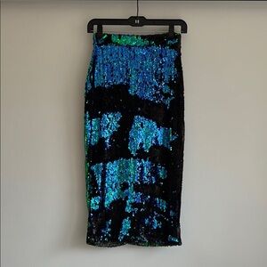 Sequin Blue, Green, and Black  Skirt